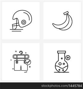 Isolated Symbols Set of 4 Simple Line Icons of helmet, dress, games, health, lab Vector Illustration