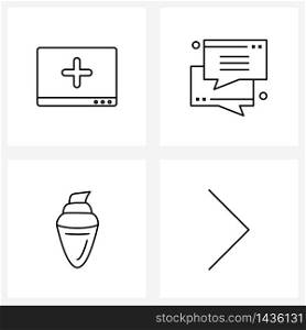 Isolated Symbols Set of 4 Simple Line Icons of medical website; ice; hospital; digital; arrow Vector Illustration