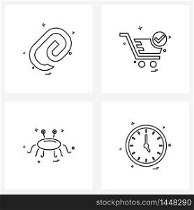 Isolated Symbols Set of 4 Simple Line Icons of pin, sea, shopping, shopping , fish Vector Illustration