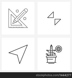 Isolated Symbols Set of 4 Simple Line Icons of scale, mouse, arrow, expand, flower pot Vector Illustration