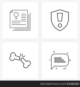 Isolated Symbols Set of 4 Simple Line Icons of voter, messages, security, broken bones, sms Vector Illustration