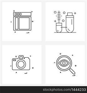 Isolated Symbols Set of 4 Simple Line Icons of web, photography, internet, mascara, search Vector Illustration