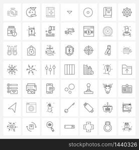Isolated Symbols Set of 49 Simple Line Icons of interface, down, book, direction, medicine book Vector Illustration