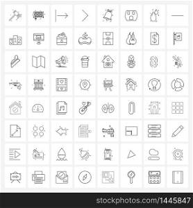 Isolated Symbols Set of 64 Simple Line Icons of bell, interface, football, arrow, previous Vector Illustration