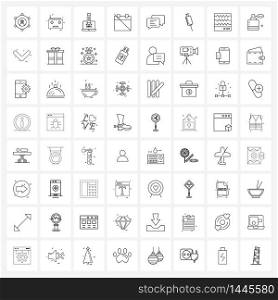 Isolated Symbols Set of 64 Simple Line Icons of chatting, disable, vector, schedule, calendar Vector Illustration