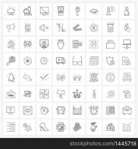 Isolated Symbols Set of 64 Simple Line Icons of crane, cup, computer, drink, glass Vector Illustration