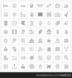 Isolated Symbols Set of 64 Simple Line Icons of fork, winters, vehicle, Santa, Christmas Vector Illustration