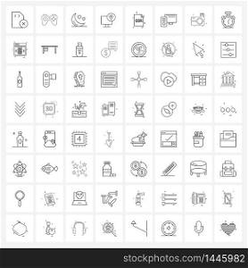 Isolated Symbols Set of 64 Simple Line Icons of monitor, computer, error, romantic, love Vector Illustration
