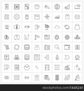 Isolated Symbols Set of 64 Simple Line Icons of nature, box, document, box, cube Vector Illustration