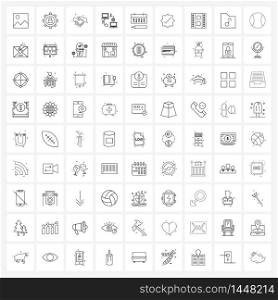 Isolated Symbols Set of 81 Simple Line Icons of day, calendar, hand , gear, internet Vector Illustration