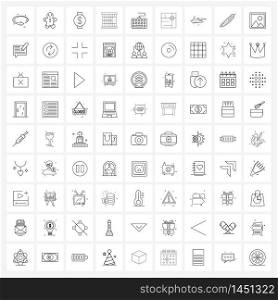 Isolated Symbols Set of 81 Simple Line Icons of keyboard, state, celebrations, prison, gate Vector Illustration