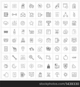 Isolated Symbols Set of 81 Simple Line Icons of not allowed, gun, Santa, shower, bathroom Vector Illustration