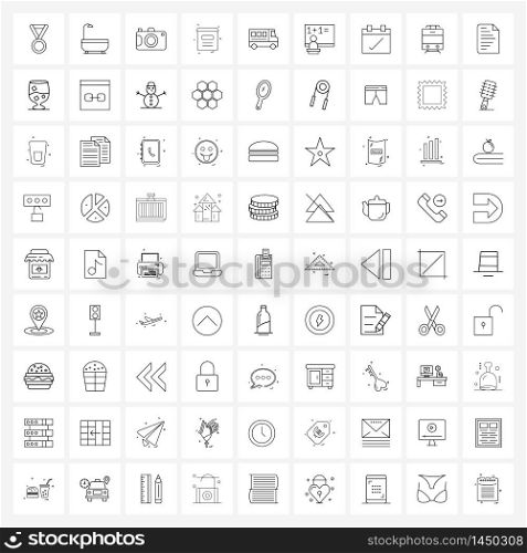 Isolated Symbols Set of 81 Simple Line Icons of vehicle, school, capture, bus, mail box Vector Illustration