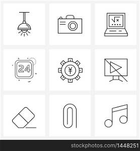 Isolated Symbols Set of 9 Simple Line Icons of event, learning, calendar, calendar Vector Illustration