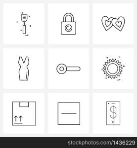 Isolated Symbols Set of 9 Simple Line Icons of guy, ladies, love, women top, top Vector Illustration
