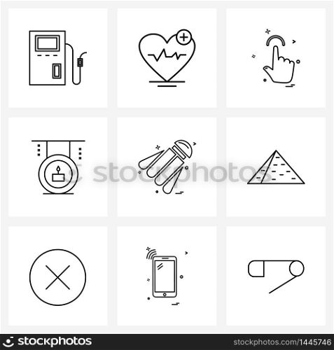 Isolated Symbols Set of 9 Simple Line Icons of sports, celebration, hand, celebrate, birthday Vector Illustration