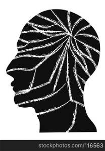 isolated the crack people head vector on white background