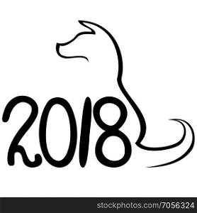 isolated the design of the 2018 dog year on white background