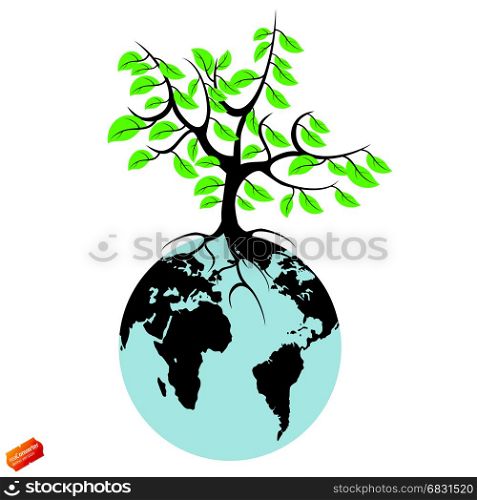 isolated the earth tree on white background