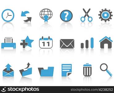 isolated toolbar icons set,blue series from white background