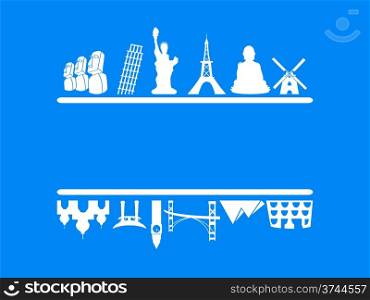 isolated tourism and travel frame on blue background