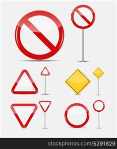 Isolated Vector Blank Traffic Sign Set EPS10. Vector Blank Traffic Sign Set