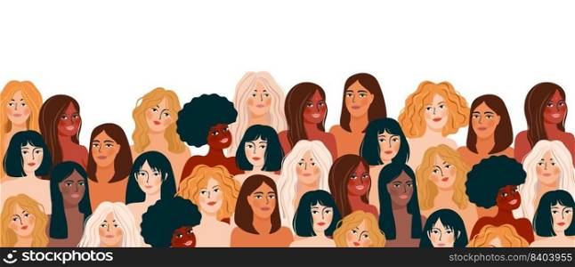 Isolated vector illustration of abstract women with different skin colors. Strugg≤for freedom, independence, equality. Concept for International Womens Day and other use. Isolated vector illustration of abstract women with different skin colors. Strugg≤for freedom, independence, equality. Concept for International Womens Day and other