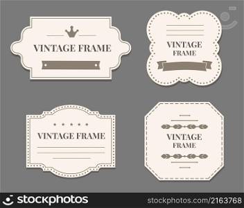 Isolated vector symbols of set, vintage label. Vector greeting card wedding or certificate and invitation illustration. Isolated vector symbols of set, vintage label