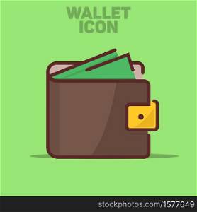 Isolated Wallet Icon Vector Illustration Green Background