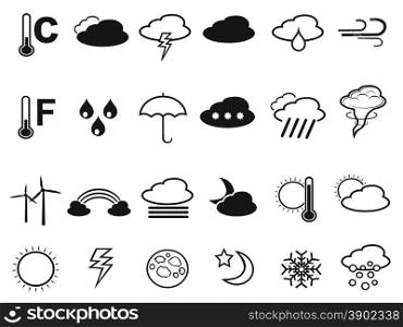 isolated weather outline icons set on white background