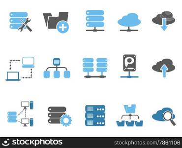isolated web host icons set, blue series from white background