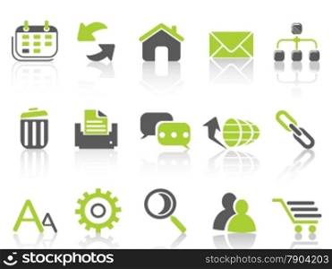 isolated web internet icons ,green series from white background