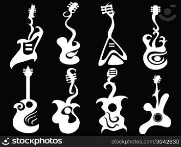 isolated white abstract guitar from black background. white abstract guitar on black background