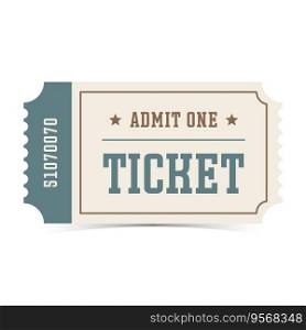 Isolated white and green ticket. Vector illustration. Isolated white and green vector ticket