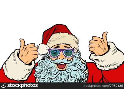 isolated white background Santa Claus funny glasses. Pop art retro vector illustration. isolated white background Santa Claus funny glasses