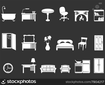 isolated white furniture silhouettes from black background