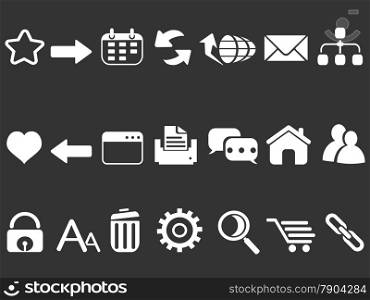isolated white web internet icons set from black background