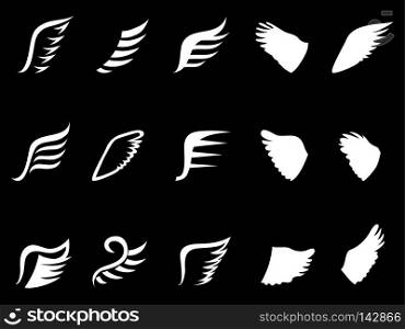 isolated white wing icons from black background