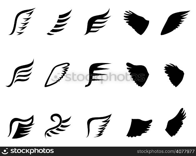 isolated wing icons from white background