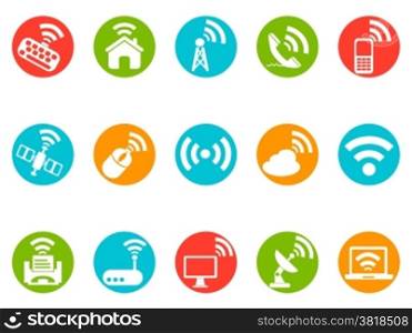 isolated wireless commuincation button icons set from white background