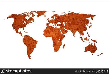 Isolated world map with tree different grunge layers vector