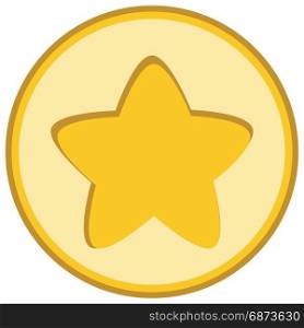 Isolated yellow star icon, ranking mark. Isolated yellow star icon, ranking mark, chiseled element in light round on white background.