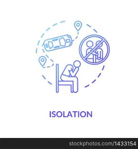 Isolation blue concept icon. Loneliness and depression. Psychological problem. Long distance issue. Mental health issue idea thin line illustration. Vector isolated outline RGB color drawing. Isolation blue concept icon