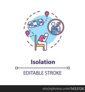 Isolation concept icon. Loneliness and depression. Psychological problem. Mental health issue idea thin line illustration. Vector isolated outline RGB color drawing. Editable stroke. Isolation concept icon