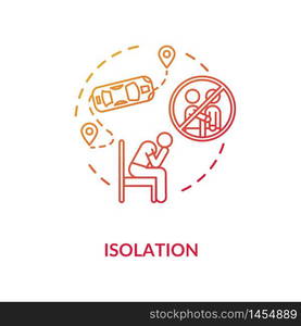 Isolation red concept icon. Loneliness and depression. Psychological problem. Long distance problem. Mental health issue idea thin line illustration. Vector isolated outline RGB color drawing. Isolation red concept icon