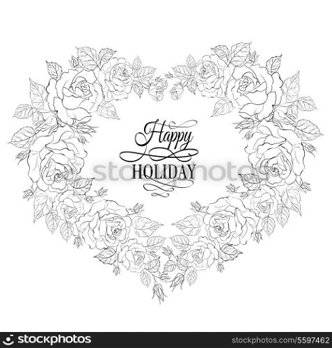 Isolation vintage frame from flowers roses. Vector illustration