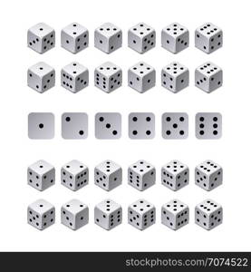 Isometric 3d dice combination. Vector game cubes isolated. Collection for gambling app and casino concept. Dice game, gambling cube for casino illustration. Isometric 3d dice combination. Vector game cubes isolated. Collection for gambling app and casino concept