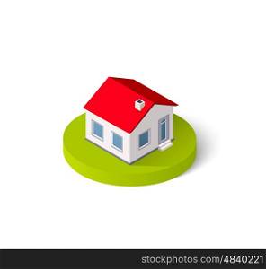 Isometric 3D icon house home. Residence building the city landscape three-dimensional vector symbol concept. Isometric 3D icon