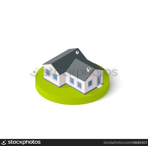 Isometric 3D icon house home. Residence building the city landscape three-dimensional vector symbol concept. Isometric 3D icon