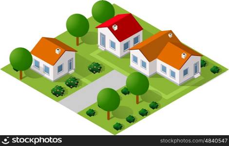 Isometric 3D icon. Isometric 3D icon house home. Residence building the city landscape three-dimensional vector symbol concept